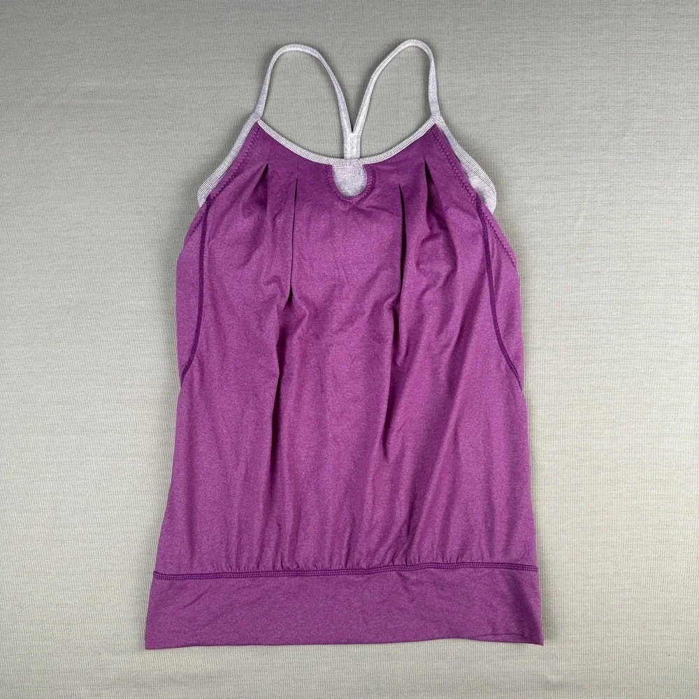 Lululemon Racerback Tank Top Womens Sz 4 Purple Built in Bra Athleisure